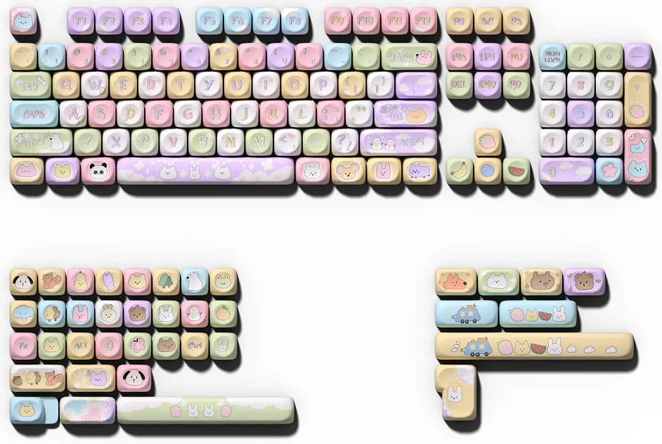 Minimalist White Gray MOA Keycaps, PBT Dye-Sublimation Keycap Set, Clean Aesthetic for 60% 80% TKL Mechanical Keyboard