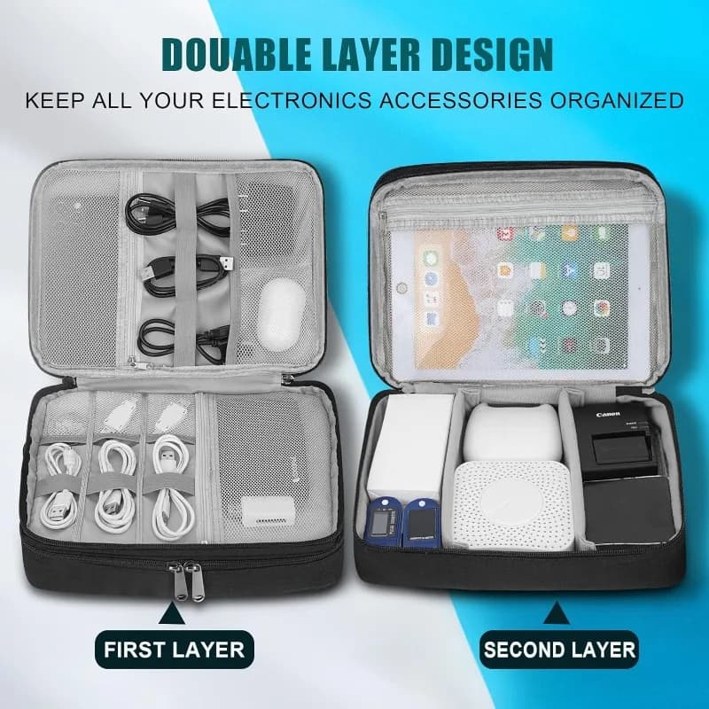 Organizer Elettronico Digitale Impermeabile, Borsa Portatile per Cavi USB, Caricabatterie e Accessori, Organizer da Viaggio Multifunzionale