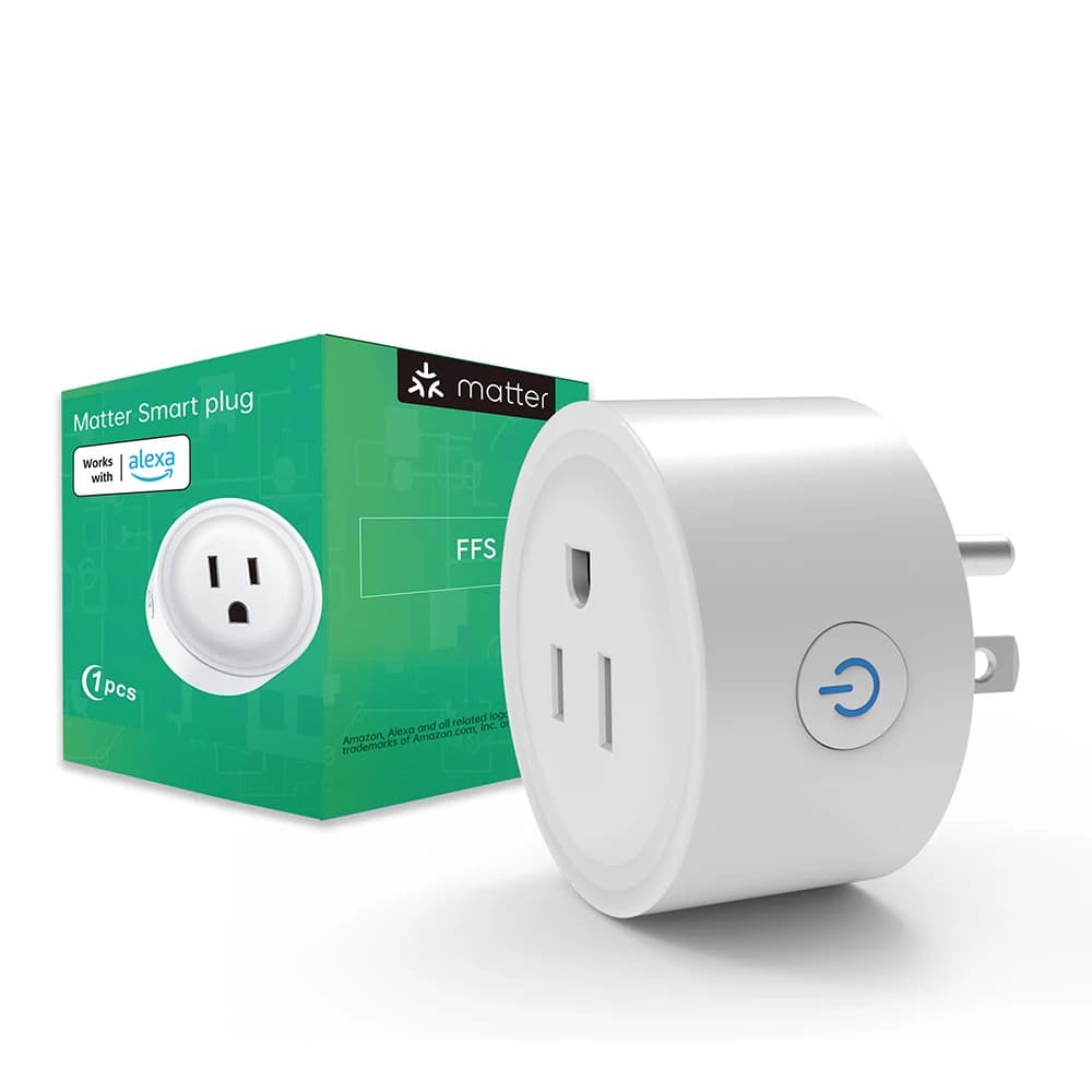 Smart US Matter socket, Compatible with HomeKit/Google/Alexa/SmartThings, Vocal Control, Contactless Configuration, Timer, Fire Retardant Material