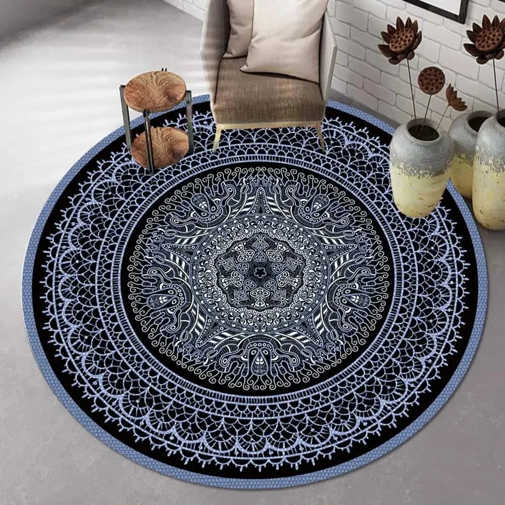 Bohemian Mandala Round Carpet Ethnic Style Vintage Floral Rug Living Room Coffee Table Sofa Mat Bedroom Hanging Basket Chair Mat