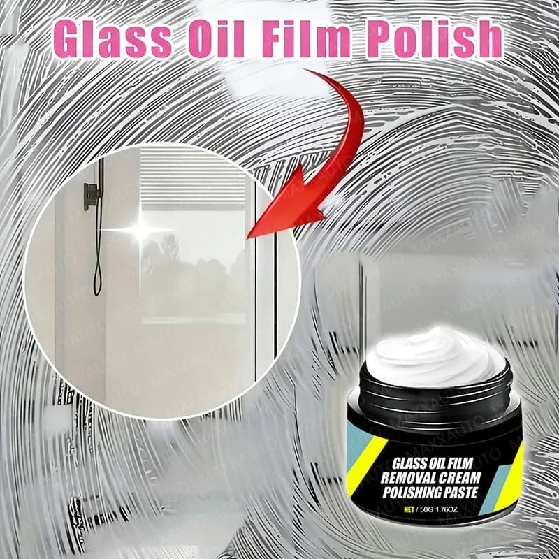 Pasta per la rimozione di pellicole oleose e macchie d'acqua dal vetro del bagno, lucidante e idrorepellente per vetri della cucina, anti-pioggia, kit per la pulizia degli specchietti auto.