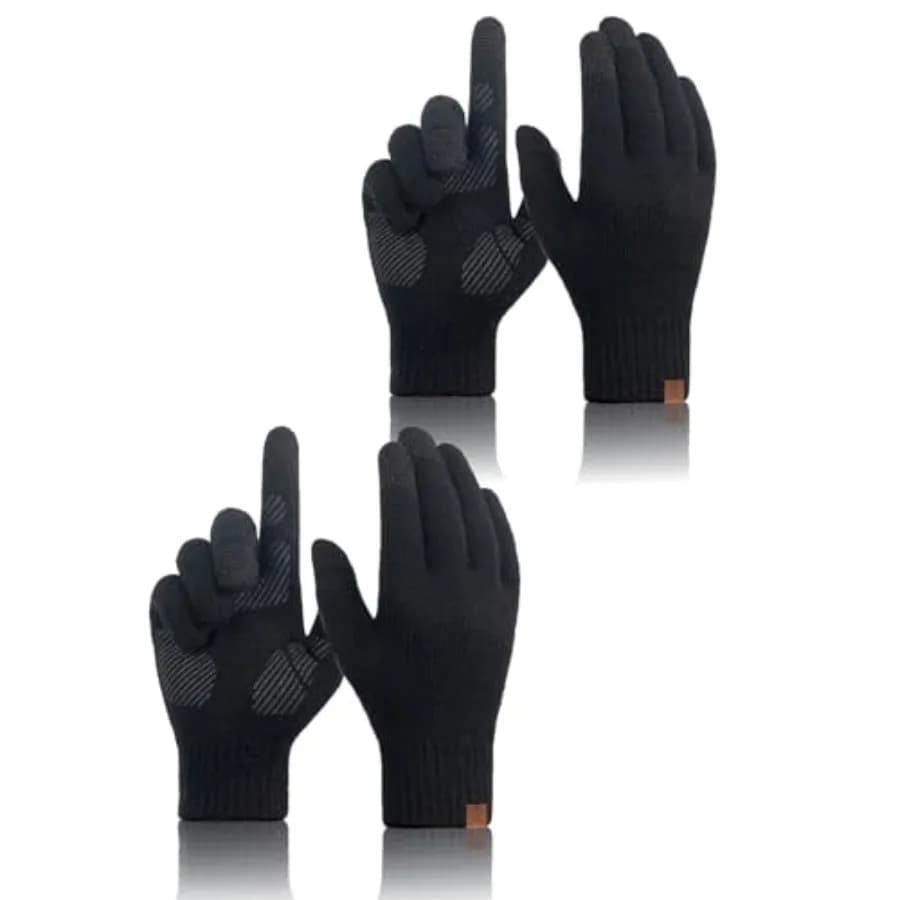 2 paia di guanti invernali in lana merino per uomo e donna, guanti sottili antiscivolo caldi e touch screen per la guida, la corsa, regalo