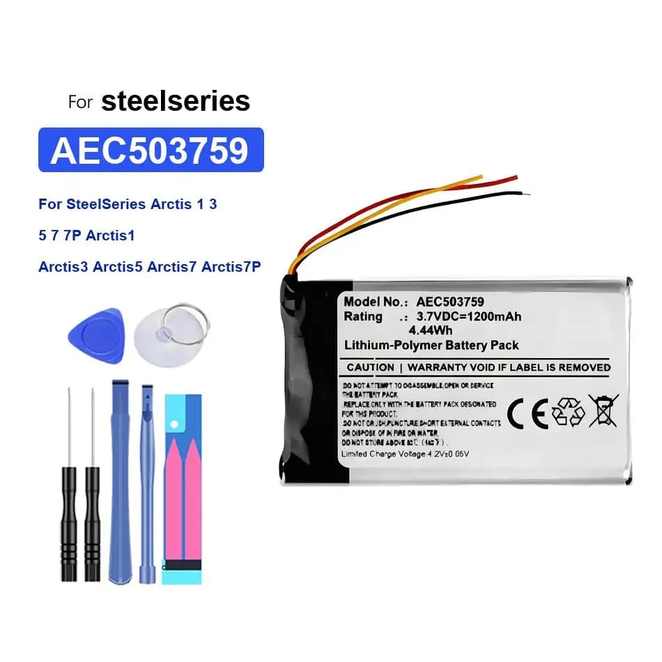 AEC503759 Batteria per cuffie da gioco 1300mAh leggera per Steelseries Arctis 1 3 5 7 7P Arctis1 Arctis3 Arctis5 Arctis7 Arctis7P