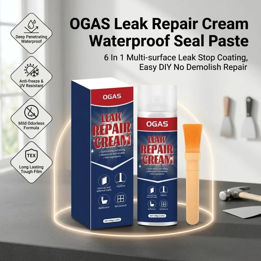 OGAS 100g Leak Repair Cream Waterproof Sealant Paste No Demolish Wall Roof Bathroom Tile Crack Leak Stop Coating Anti-freeze UV