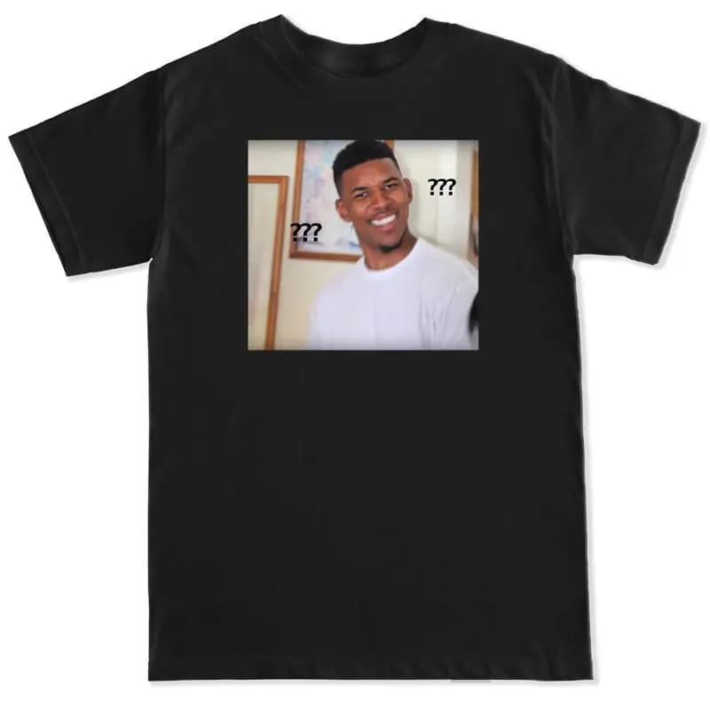 Maglietta da uomo NICK YOUNG MEME HUH WTF CONFUSED FUNNY TROLL BASKETBALL PLAYER