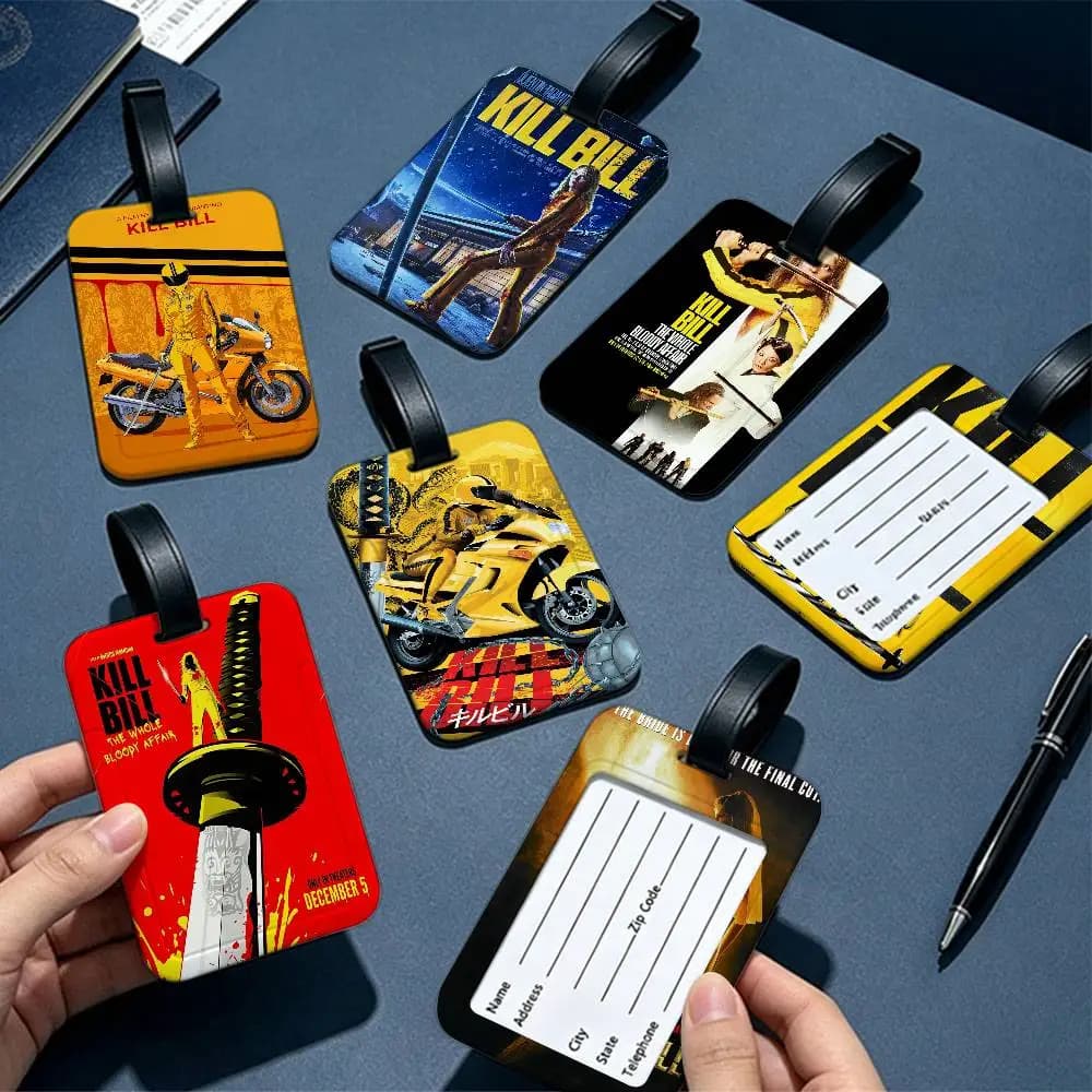 Movie K-Kill Bill Lightweight Anti lost PVC Luggage Tag Removable Info Card Sleeve Backpack Travel Accessory