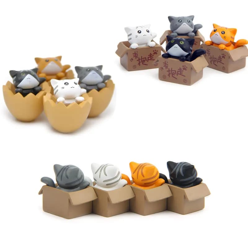 Cartoon Suit Poor Box Cute Mini Cat Ornament Garden Kitten Ornament Gift For Kids Baby Room Decoration Toy figurine in miniatura