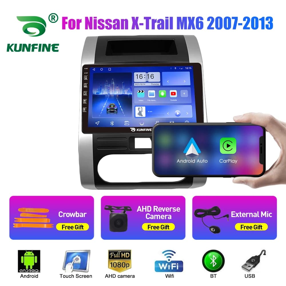 Autoradio da 10.33 pollici per Nissan X-Trail MX6 2007-2013 2Din Android Octa Car Stereo DVD Lettore di navigazione GPS Schermo QLED Carplay