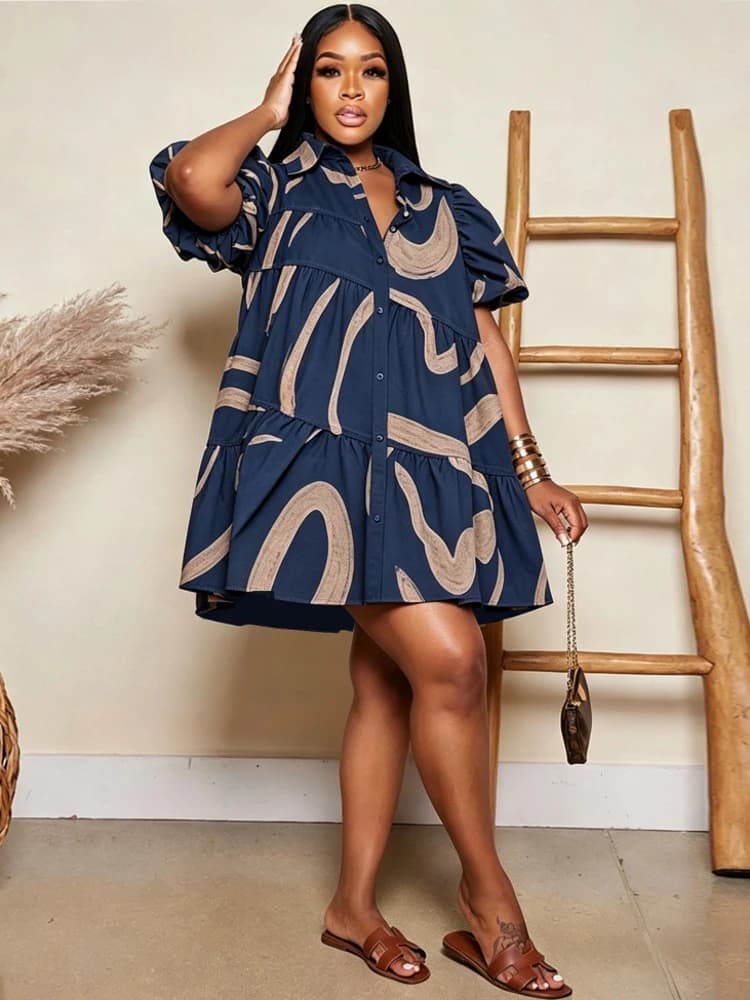 African Dress For Women Fashion Dashiki Pleated Vestidos 2026 Summer Autumn New Arrival Robe Elegant African Party Mini Dress
