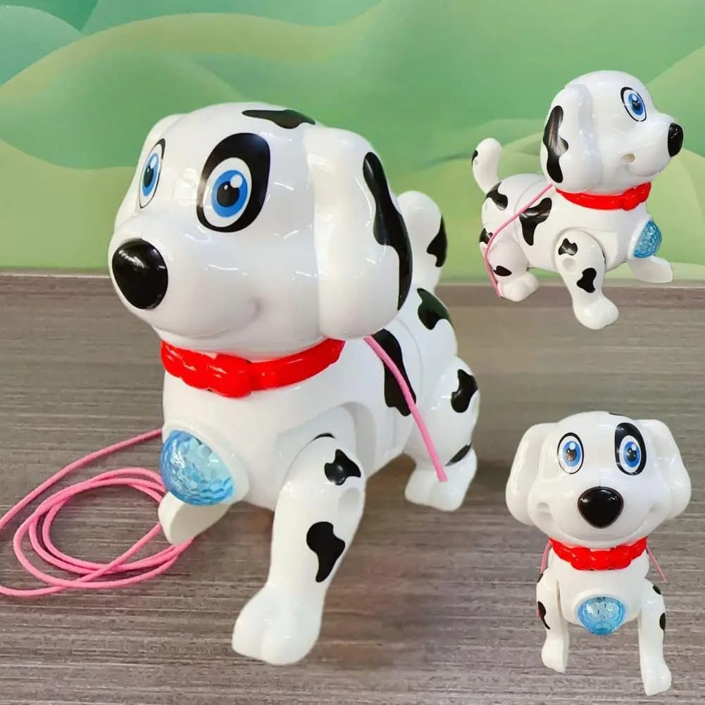 Giocattolo Elettrico Cane Piccolo che Cammina Automaticamente con Luci e Musica, Simpatico Cane Colorato con Guinzaglio, Regalo per Bambini