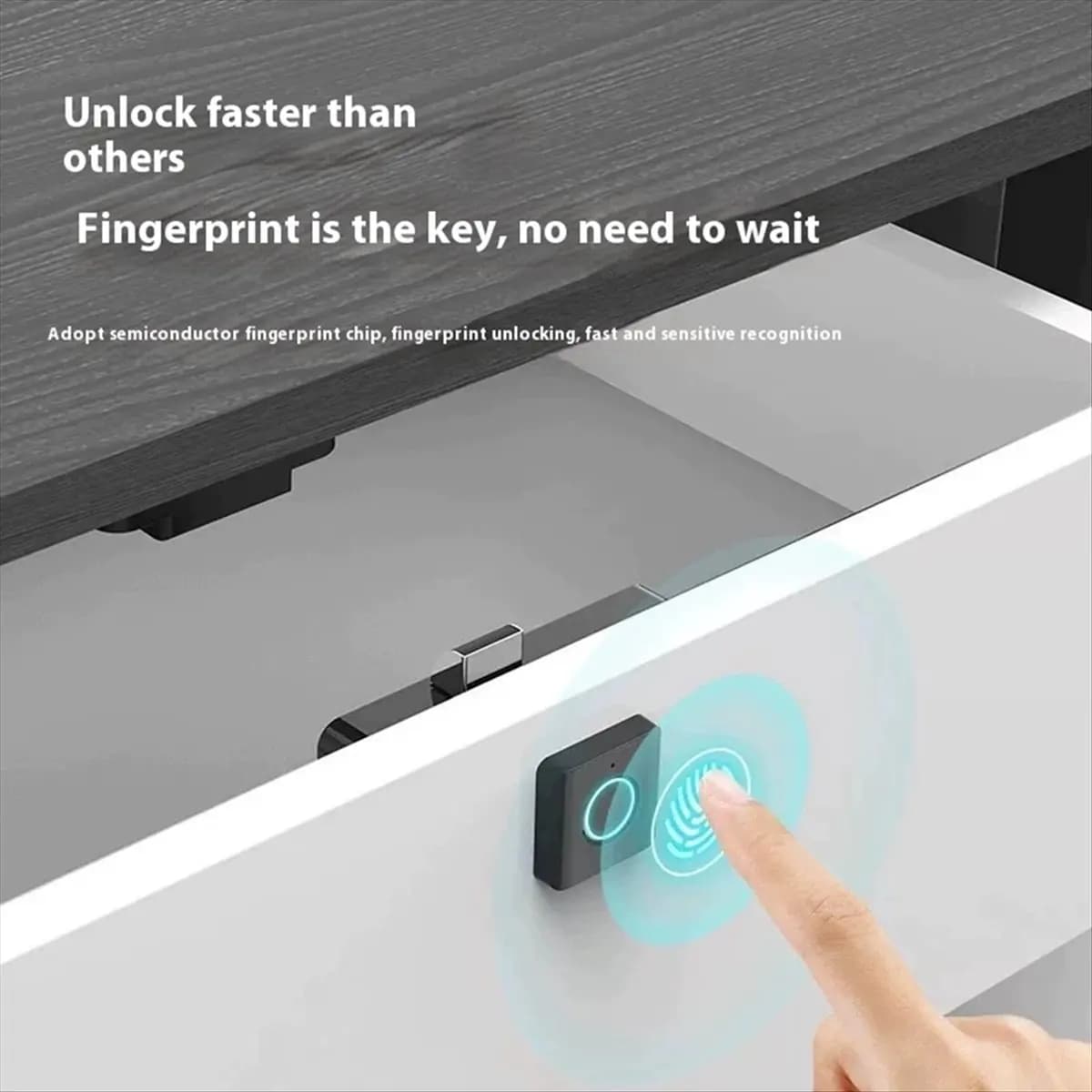 Serratura compatta per cassetti con impronta digitale in ABS Sicurezza biometrica intelligente per armadi Scarpiere Armadietti Facile da installare