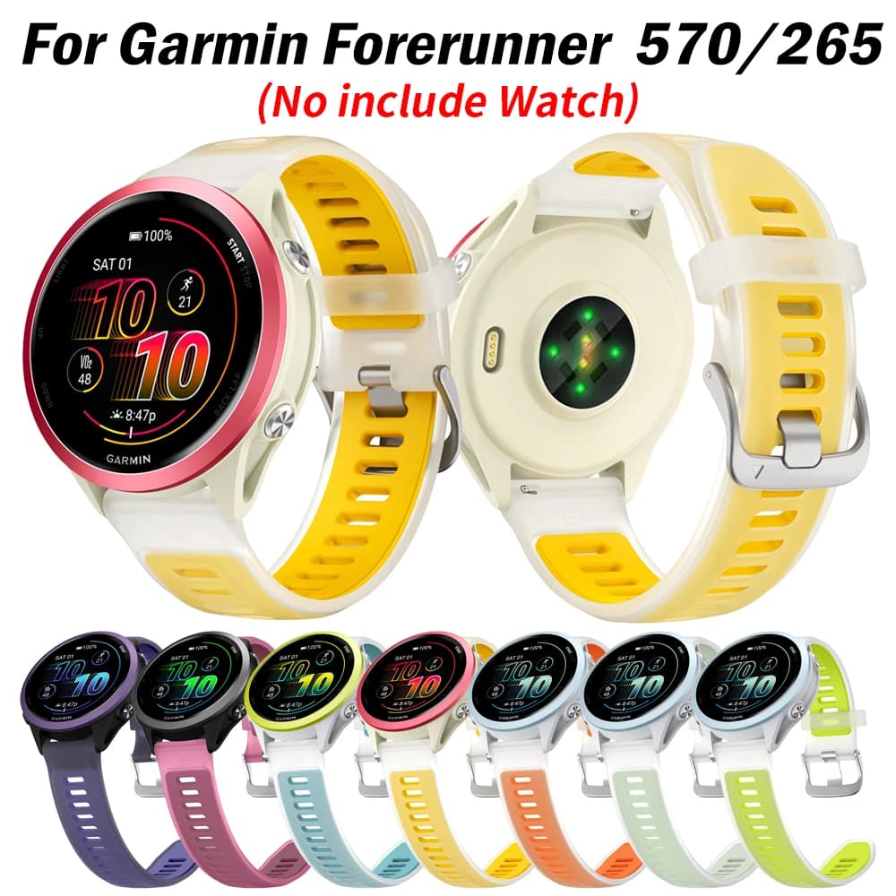 Cinturino sportivo universale in silicone da 22 mm per Garmin Forerunner 570 47mm 265 255 Fascia musicale per cinturino Vivoactive 4