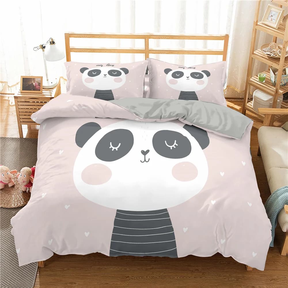 Panda Set biancheria da letto Singolo Twin Completo Queen King Size Animali del fumetto Set letto Aldult Camera da letto per bambini Set copripiumino 3D Anime 043