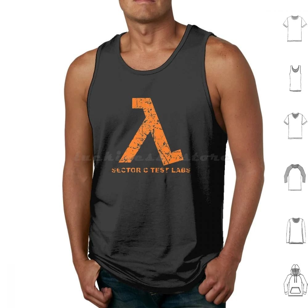 Lambda Orange Grunge Canotte Canottiera senza maniche Half Life 2 Halflife Halflife2 Hl Hl2 Valve Lambda Materiali anomali Nero