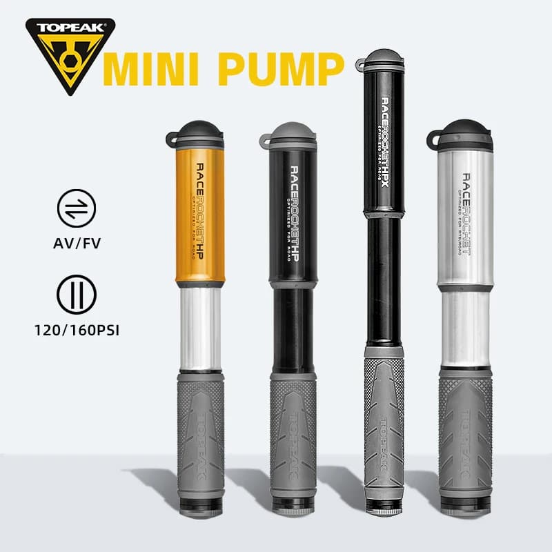 Topeak Pompa da ciclismo 160/120psi Mini pompa manuale ad alta pressione Tubo nascosto in lega di alluminio Valvola Schrader Presta Gonfiatore per bicicletta