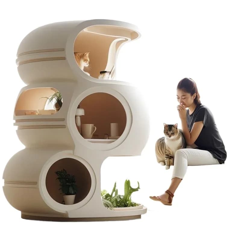 Tiragraffi per gatti, cuccia a forma di albero, stampa 3D con stampaggio integrato, villa Wangshe, articoli per animali domestici, multistrato