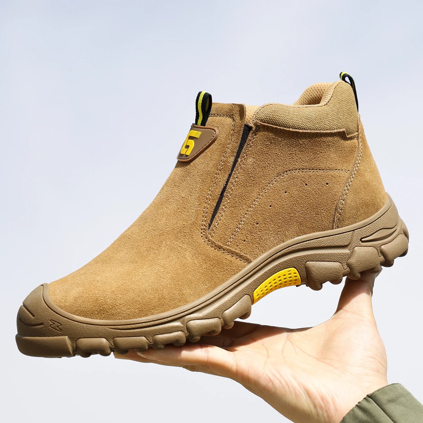 Scarpe da Lavoro GUYISA per Uomo, Traspiranti per Tutte le Stagioni, in Pelle Scamosciata, Suola in Gomma Antiscivolo