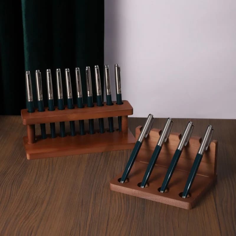 Wooden Pen Stand 4/10 Slots Wood Multifunction Desk Organizer - Pen Holder, Phone Stand & Storage Solution for Office and School
