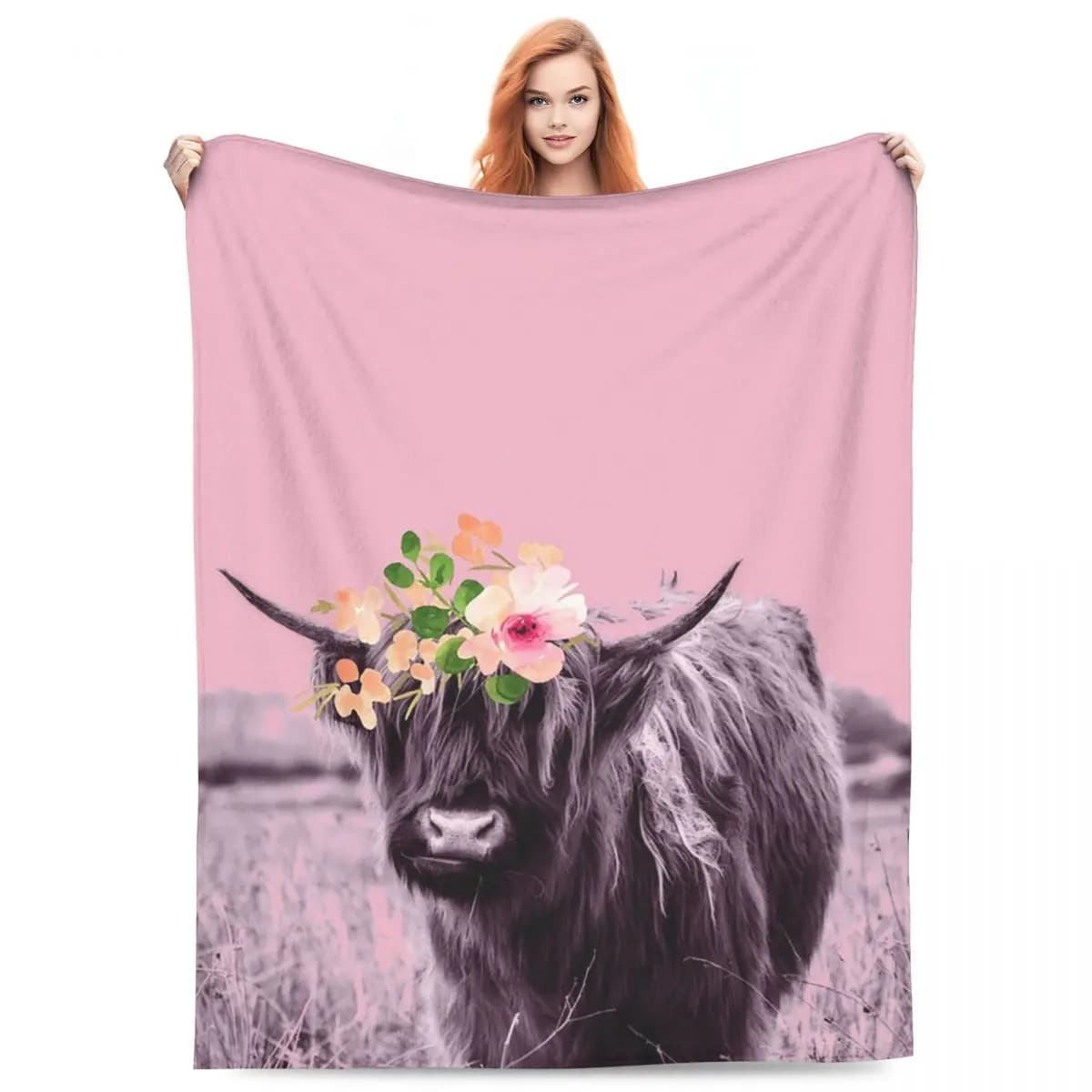 Baby Highland Cow Blanket Fleece Sofa Throw Blanket Lightweight Throw Blankets for Couch Bedding Travel Throws Bedspread Quilt