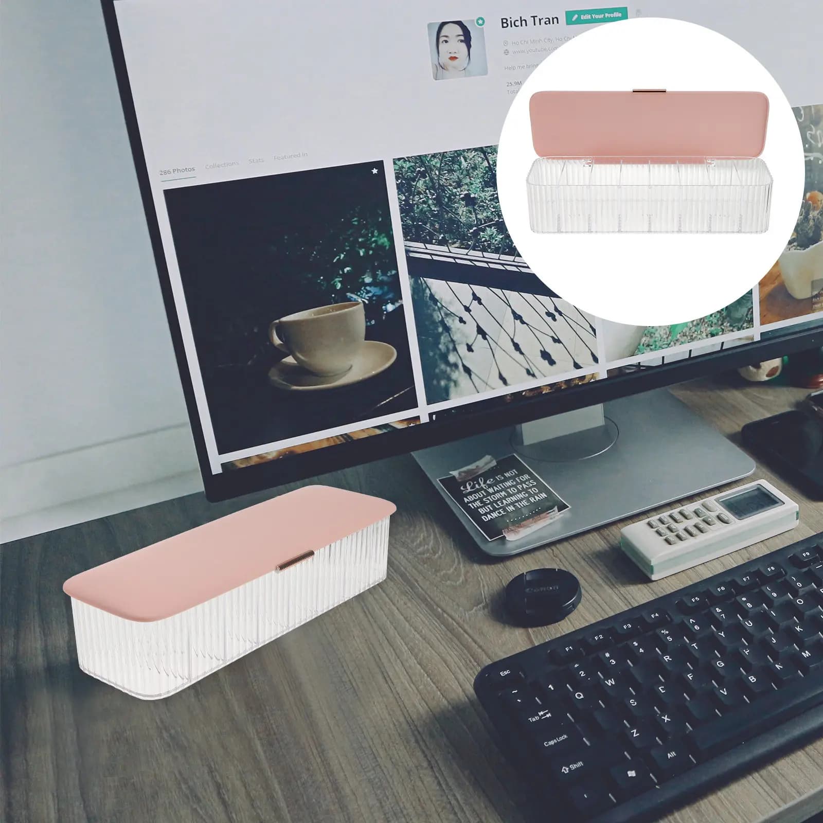 Scatola Organizzatore per Cavi Multi-Scomparto Trasparente Antipolvere per Ufficio, Studio e Casa
