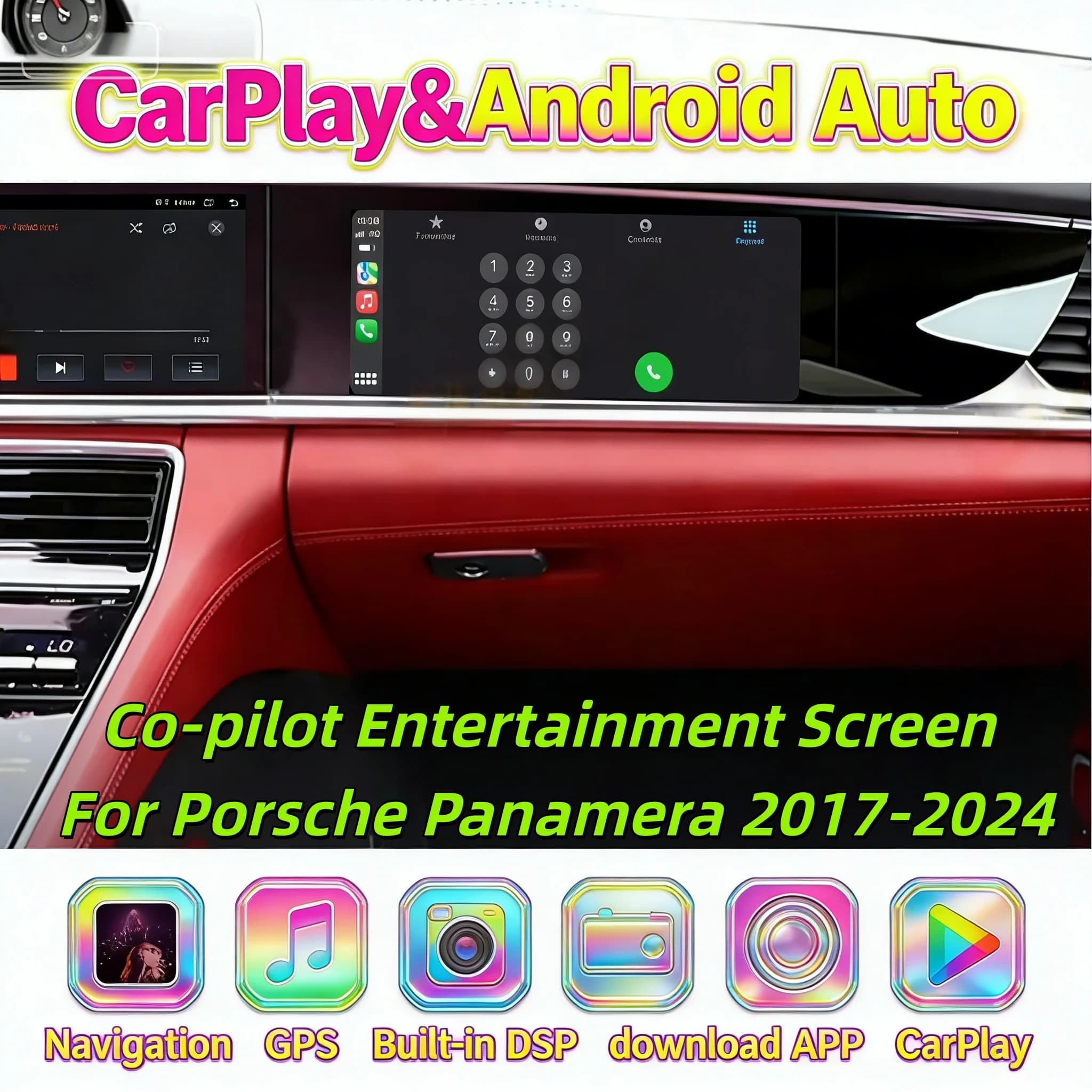 Multimedia Entertainment Copilot Wireless CarPlay Screen For Porsche Panamera 2017-2024 Android Bluetooth5.0 Head unit GPS 4G