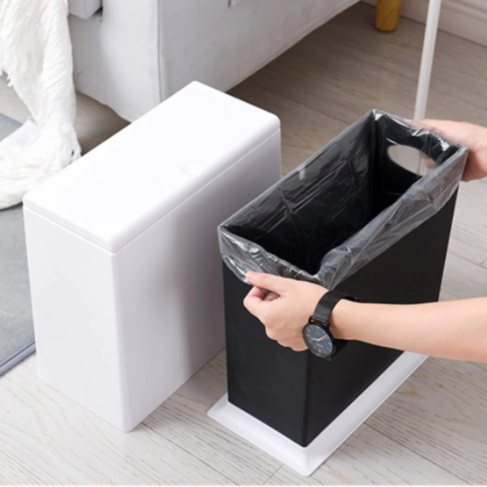 Press-Open Trash Bin Compact Square Trash Bin Wastebasket Easy to Clean Household Storage Smooth Surface for Bathroom