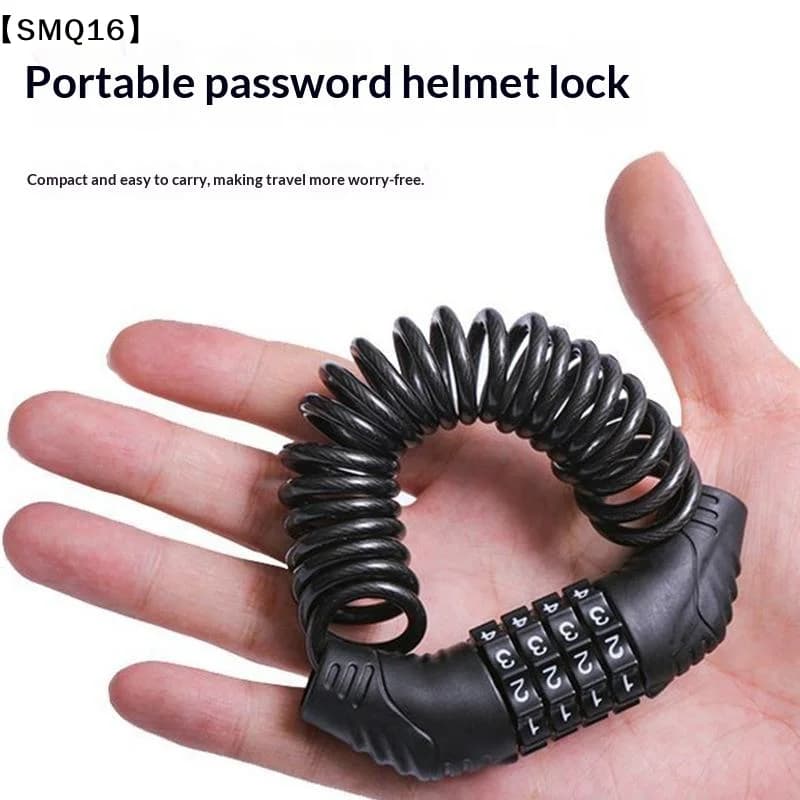 Motorcycle Bicycle Anti-Theft Chain 4-Digit Password Combination Helmet Lock Safety Portable Cable Lock Durable Wire Rope【SMQ】