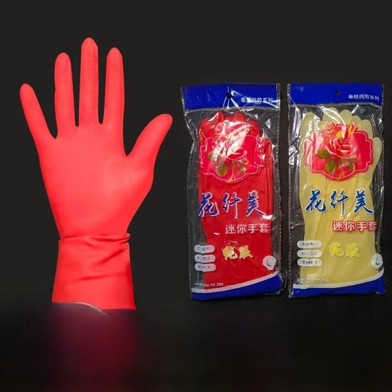 Guanti sottili in lattice rosso per cucina, lavaggio e bucato, guanti resistenti in gomma per uso domestico, facili da indossare e comodi