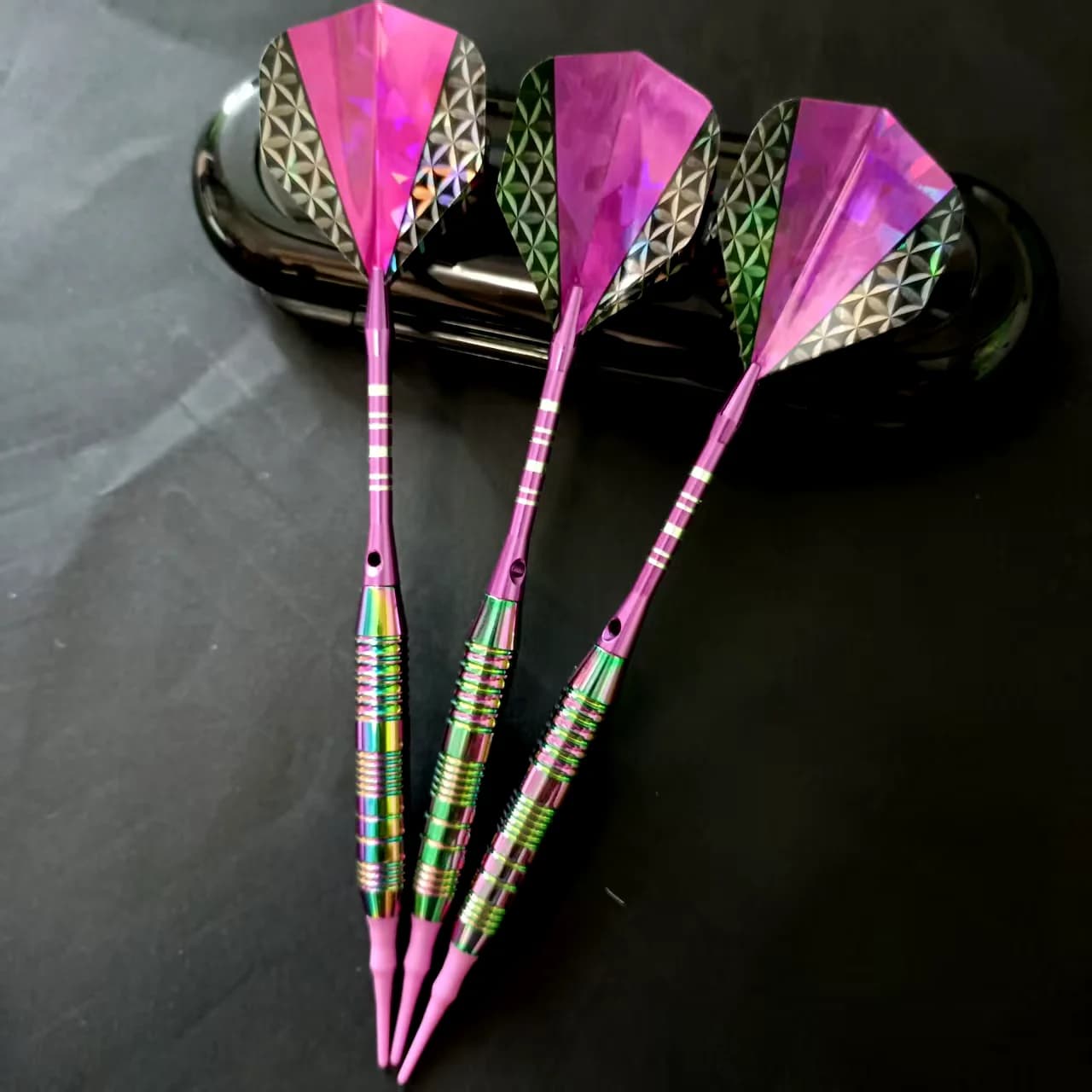 3Pcs Professional Soft Tip Darts Set - Rainbow Coated Barrel with Laser Flights for Electronic Dartboard