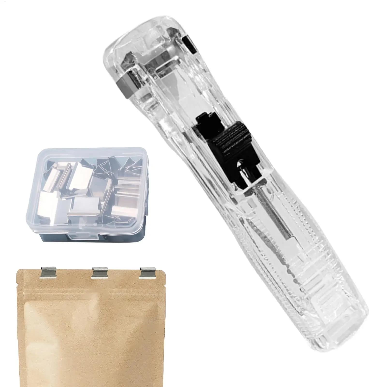 Clip portatile per raccoglitori con capacità di 45 fogli, fermaglio per documenti con 50 ricariche in metallo, cucitrice riutilizzabile per insegnanti, studenti e ufficio