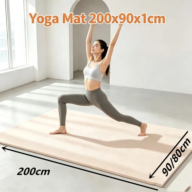 Wide Size Yoga Mat 200x90x1cm Anti‑Slip Textured Surface Thickened Fitness Mat Quiet Floor Mat Yoga Pilates Home Gym Exercise