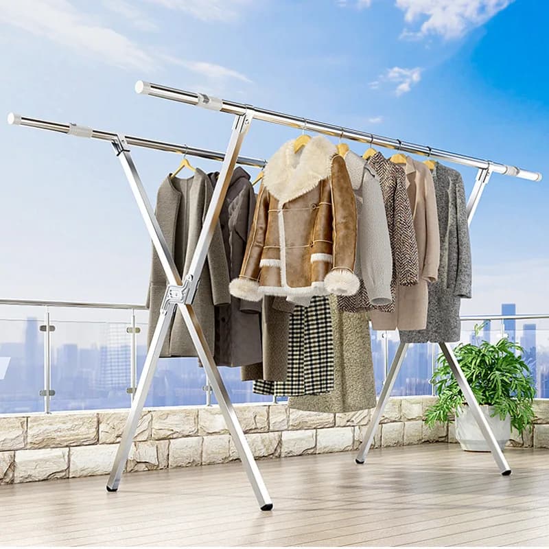 Stendibiancheria Pieghevole da Interno/Esterno, Appendiabiti Verticale Espandibile Resistente per Vestiti