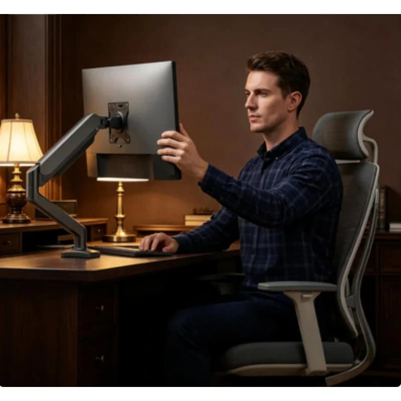 Supporto da Parete per Monitor con Braccio Articolato, Rotazione e Inclinazione per Schermi TV Piatti o Curvi da 10-32 Pollici