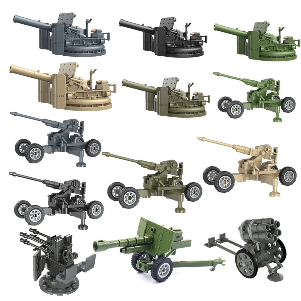 World War Antiaircraft Gun Rocket Artillery Military Army War Weapon Soldier MOC Model Building Block Bricks Toys For Kids