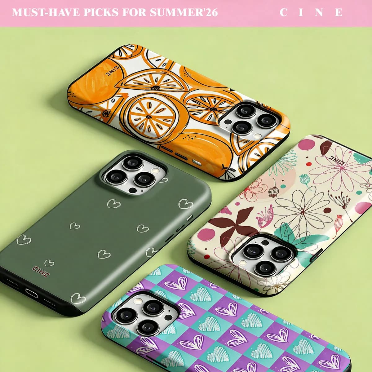 Sketch Heart Tile Phone Case for iPhone 18 17 16 15 14 13 12 Pro Max Plus Air Magnetic Double-layer Back Cover