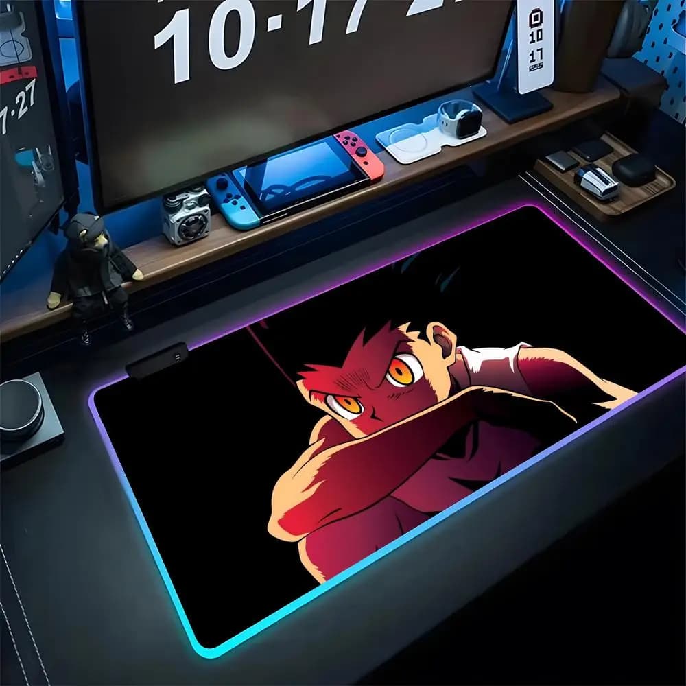 Hunter X Hunter Mouse Pad Gaming Rgb Mousepad Fashion Backlit Keyboard Gamer Girl Xxl Laptop Mat Table Pads Deskpad