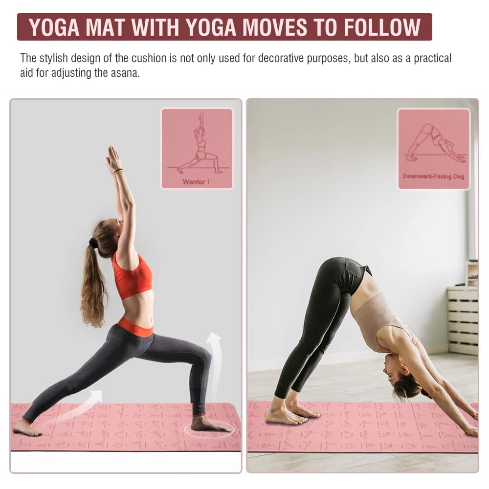 New yoga mat thickness 6 mm material TPE 183 cm * 57 cm laying yoga print anti-slip design suitable for all types of indoor exercises