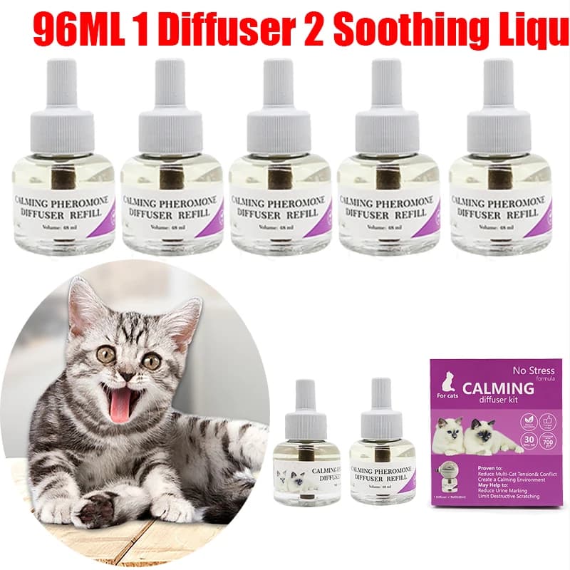 96ML 1 Diffuser 2 Soothing Liquid Pheromones Emotion Stabilizing Anti-Stress Cat Soothing Pheromone Soothing Agent Set Tools