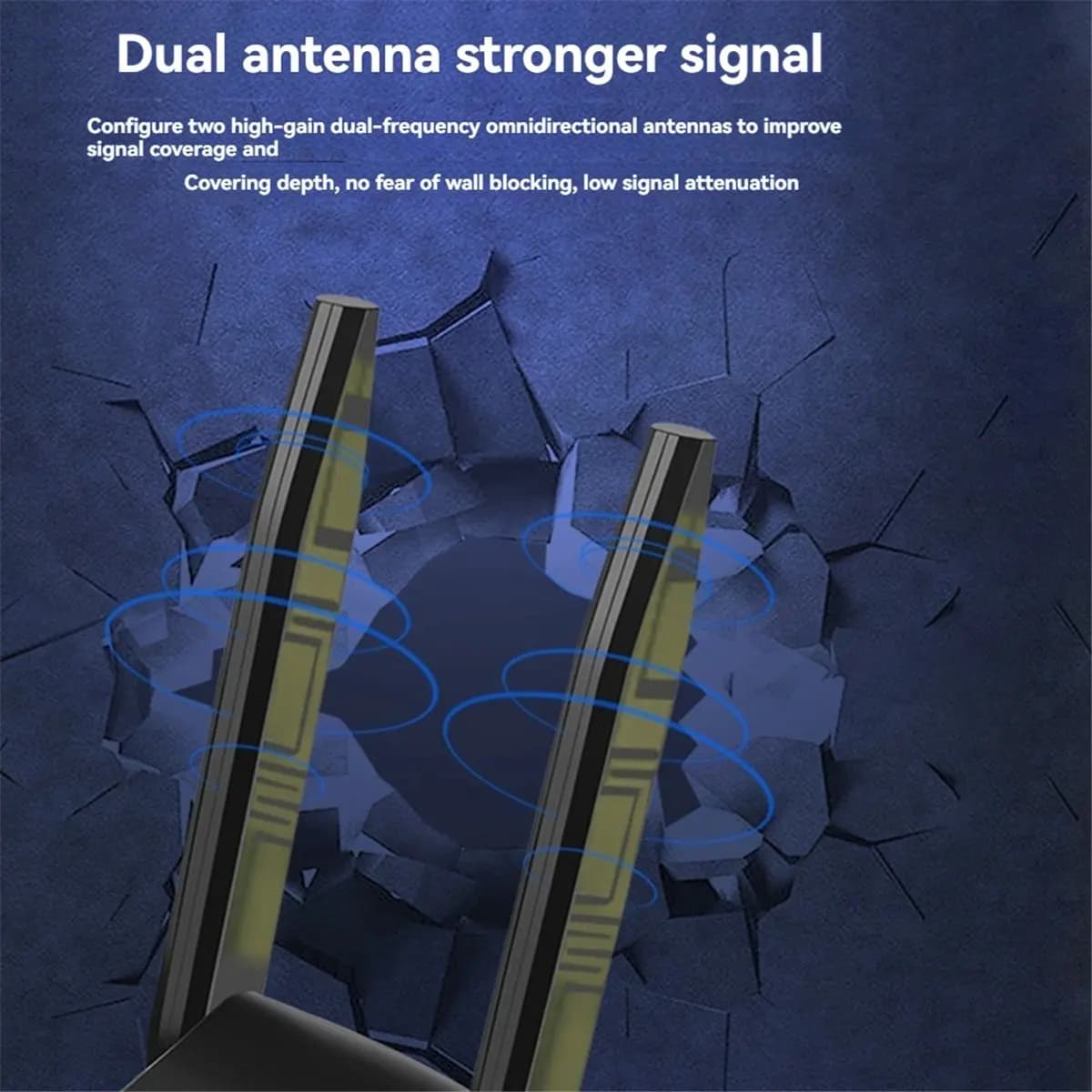 Adattatore WiFi USB AS62 1300Mbps, Scheda di Rete Wireless Dual Band 2.4G/5G, Dongle Ethernet USB 3.0 con Antenna per PC e Laptop