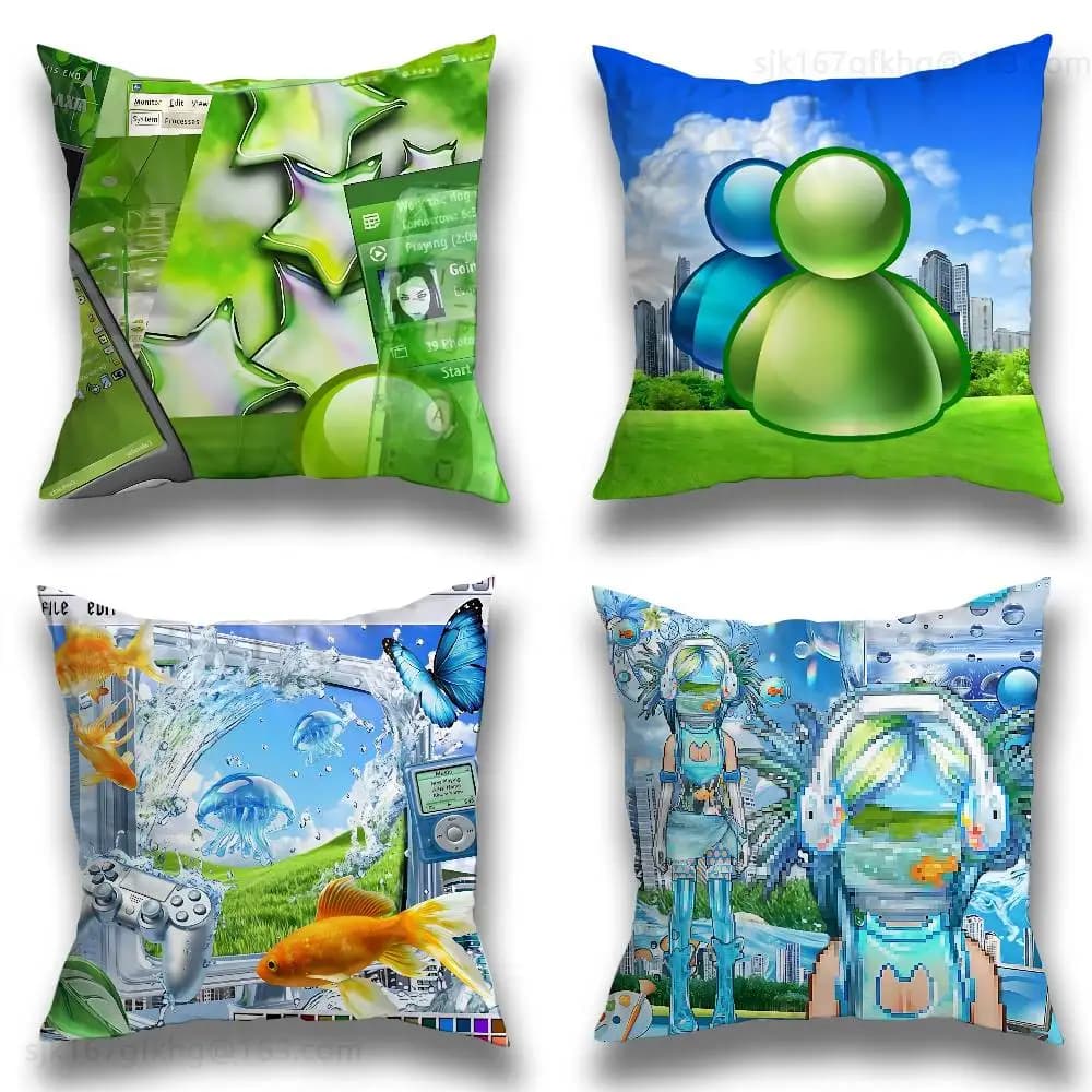 Double-Sided Frutiger Aero Art Cushion Cover Modern Abstract Glossy Design Pillowcase Elegant Living Room Sofa Home Decor
