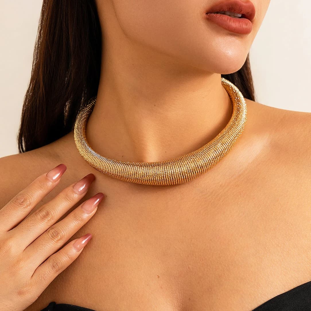 Ingemark Collana girocollo con coppie robuste esagerate in metallo pesante per donna Trend Vintage catena spessa gioielli Grunge Steampunk da uomo