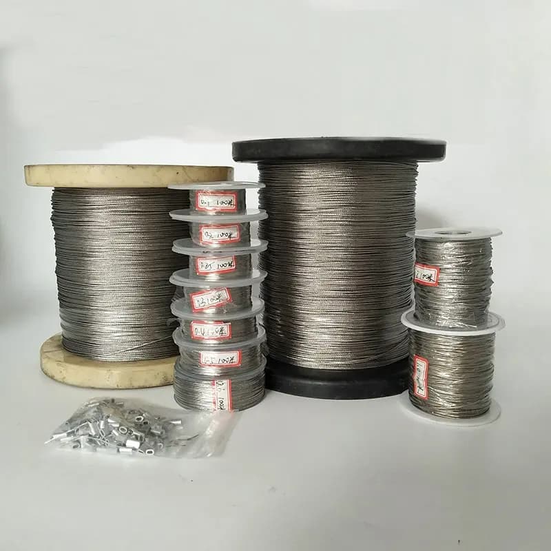 100 metri di lunghezza 0,4-4 mm di diametro struttura 7X7 cavo in acciaio inossidabile 316 di grado marino per la nautica e la pesca