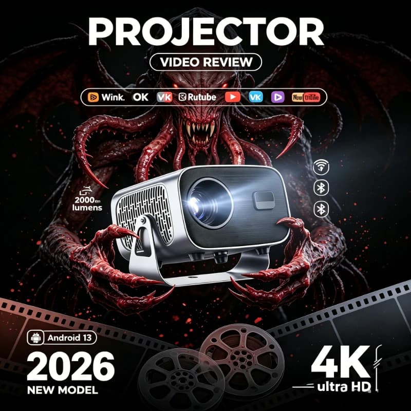 Nuovo Mini Proiettore A10 2026 con Auto Focus, Supporto 4K, WiFi Smart, Portatile per Home Cinema con Ingresso HD, Compatibile USB con Dispositivi Multipli