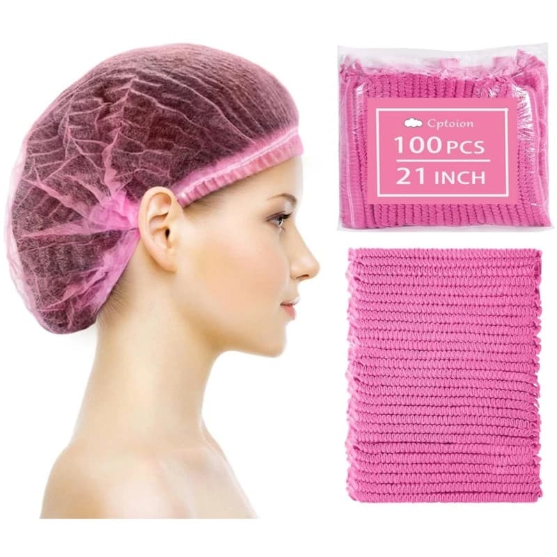 100PCS Use And Drop Non Woven Bouffant Caps 21 Pollyci Hair Bath Elastic Shower Head Powder Coats for Women Beauty Salon Spa