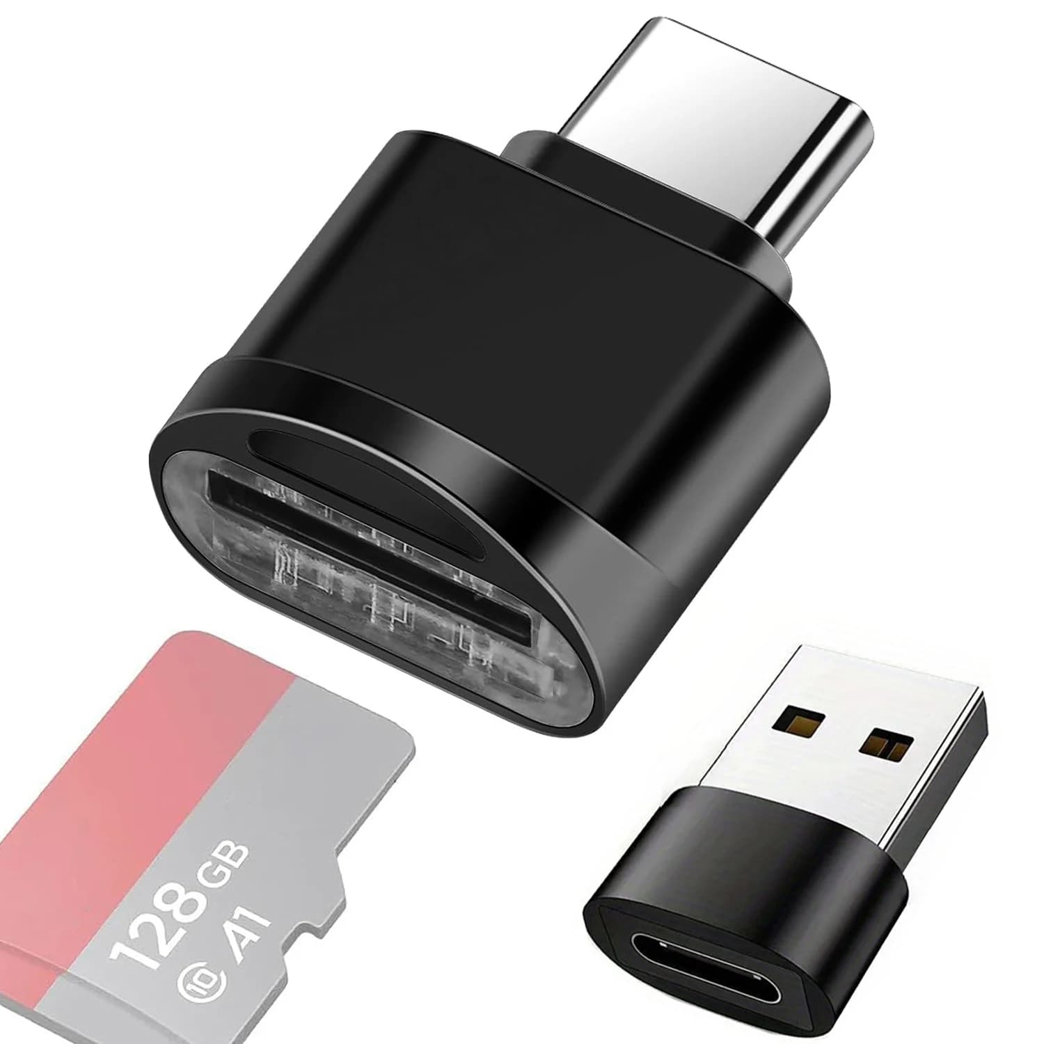 Lettore di schede TF da 2 pezzi, lettore di schede SD da USB C, lettore di schede di memoria TF di tipo C, lettore di schede USB OTG per iPhone MacBook Galaxy Laptop