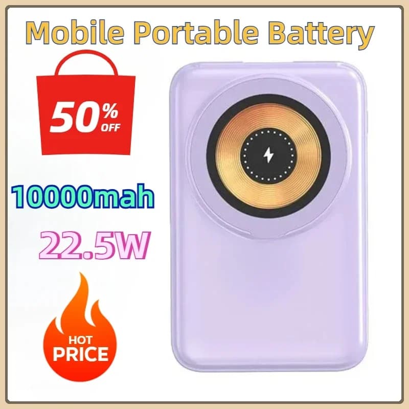 10000mah 22.5W Super Fast Charging 15W Wireless Charging PD 20W For Wire Stand Mobile Portable Battery with Magnetic Power Bank