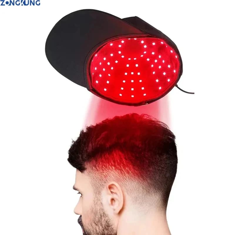 Cappello Terapeutico per la Crescita dei Capelli con Luce Rossa e Infrarossi 660nm 850nm, Anti-Caduta, Rilassante per il Cuoio Capelluto, con Cinturino Posteriore Regolabile