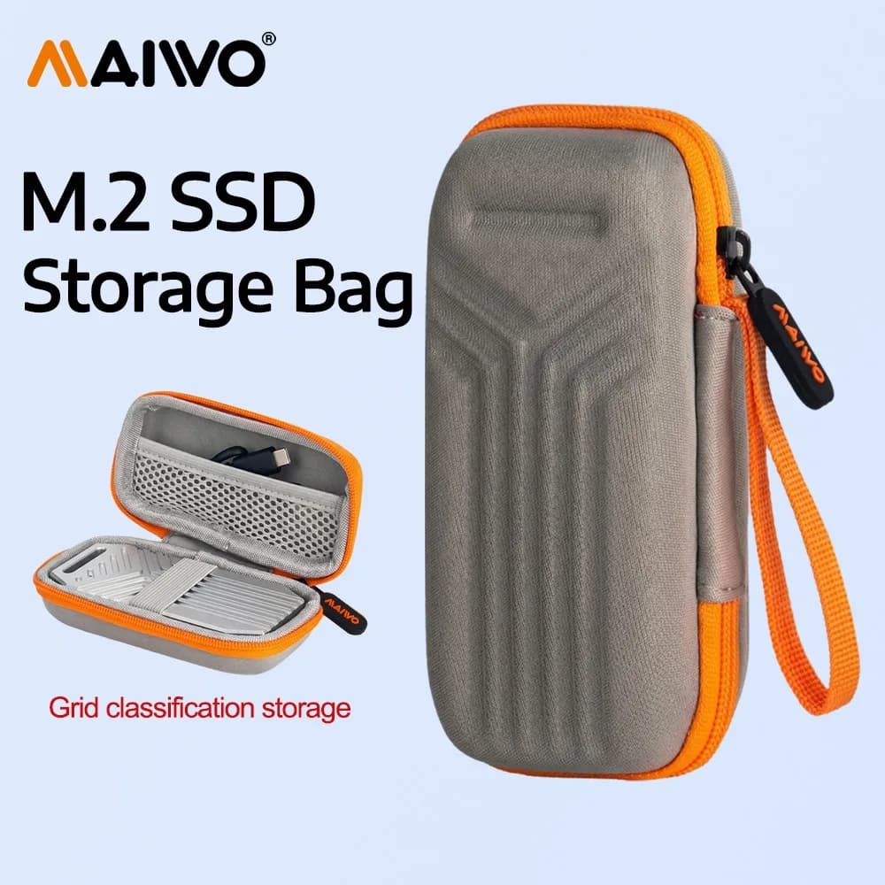 Borsa Protettiva MAIWO per SSD M.2/2.5'' e HDD, Custodia Portatile per Disco Rigido Esterno/Auricolari/Linea Dati