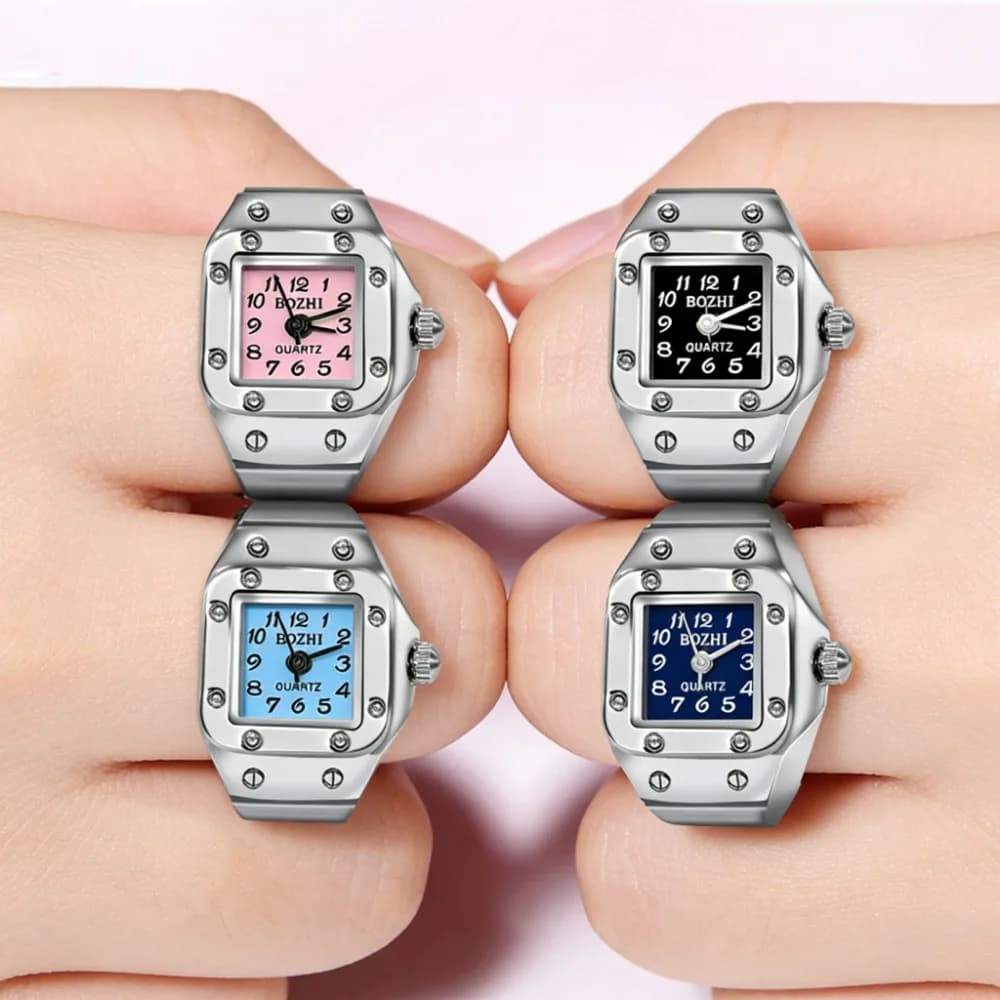 Nuovo Orologio ad Anello Creativo per Uomo e Donna, Orologio da Dito con Quadrante Quadrato e Cassa in Lega, Orologi da Dito alla Moda per Coppie, Gioielli