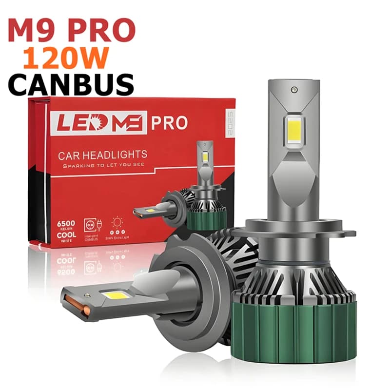 M9 pro 120W LED Lampadina per fari 12000LM H7 Turbo CSP Diodo 6500K Faro 12V Ad alta luminosità Aggiornamento dell'illuminazione automatica